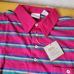 Windridge Mervyn's Blue Green Stripe Men's Polo Shirt NEW Old Stock Large